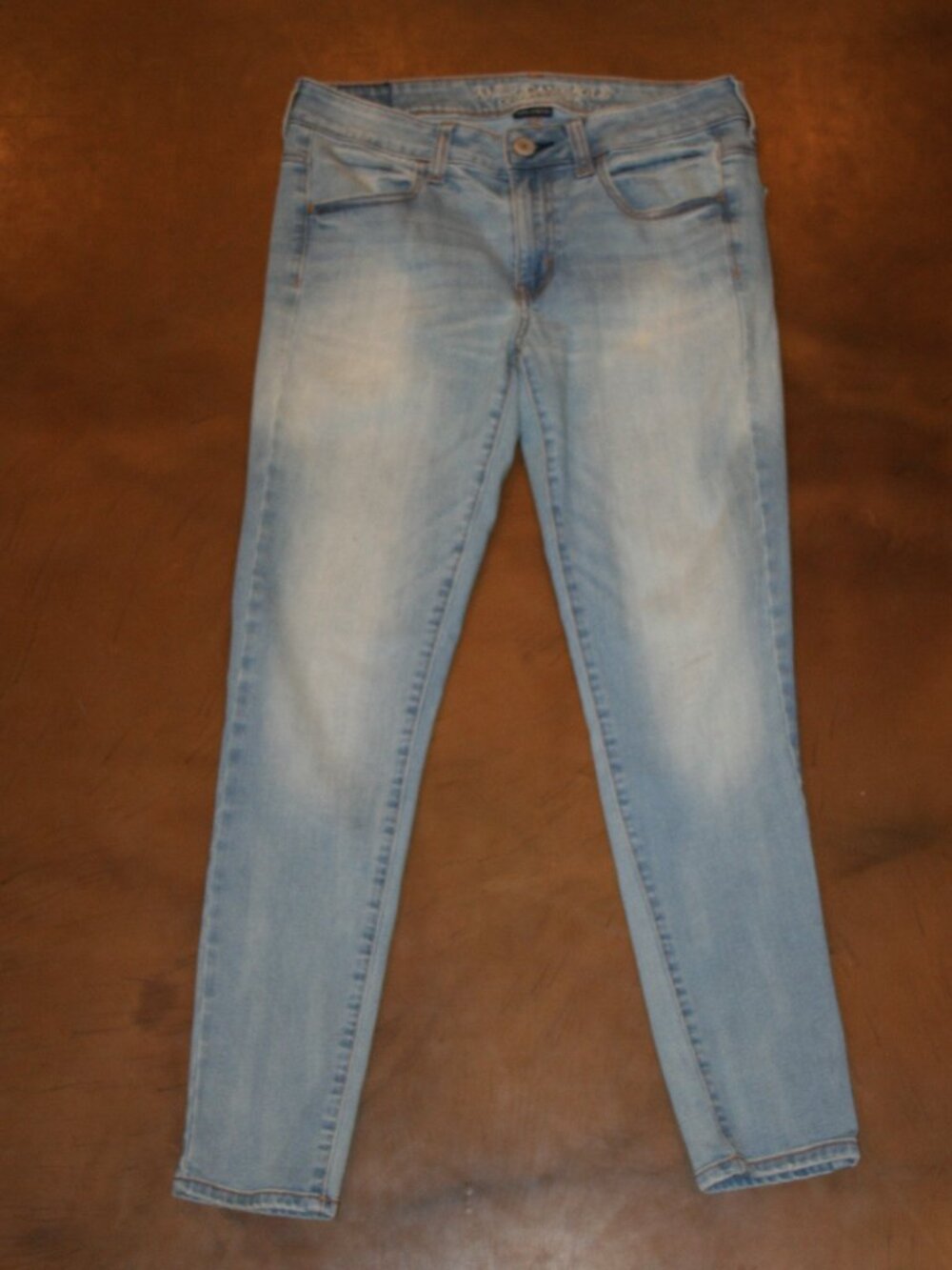 AMERICAN EAGLE Denim Jeans 30 x 27 Jegging Sz 8 Super Stretch Skinny Blue Womens